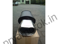 Прямоточный глушитель YFX-0674 алюминизированный/нержавейка - один выход плоский