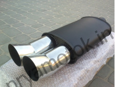 Прямоточный глушитель YFX-0640 алюминизированный/нержавейка - 2 выхода