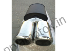Прямоточный глушитель YFX-0745/0697 алюминизированный/нержавейка - 2 выхода
